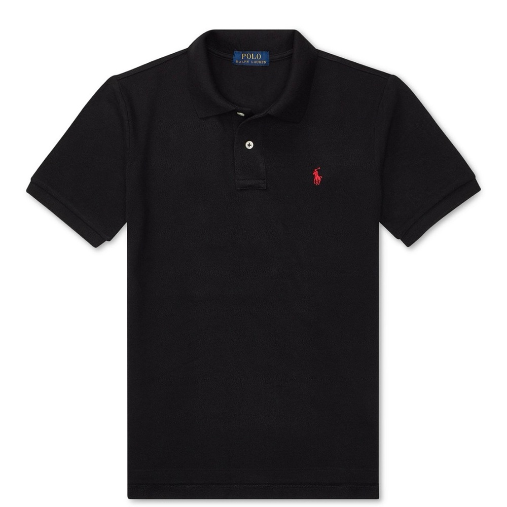 POLO Ralph Lauren Black Polo Shirt, Medium, 10/12